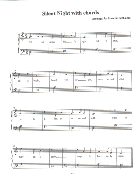 Free Sheet Music Silent Night Holy Night With Chords