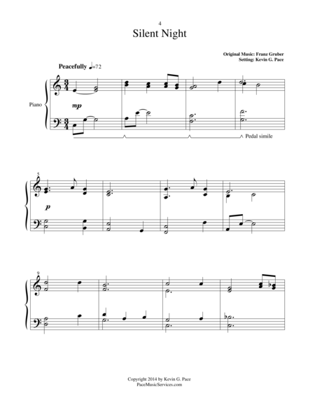 Silent Night Moderate Level Piano Solo Sheet Music