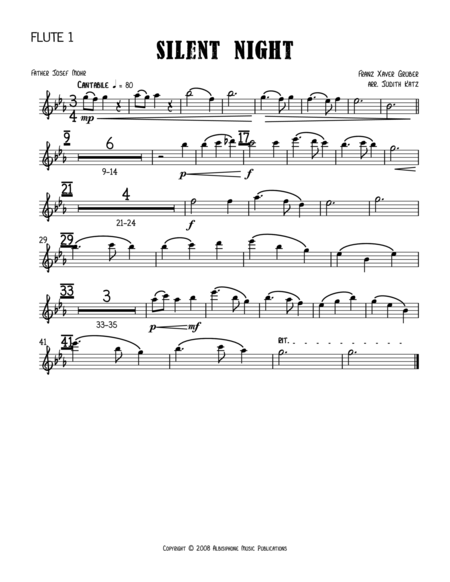 Free Sheet Music Silent Night Parts