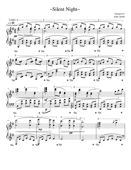 Silent Night Piano Arrangement By Joel Ross Christmas Sheet Music