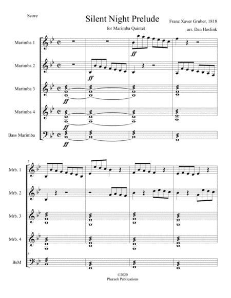 Silent Night Prelude For Five Marimbas Sheet Music