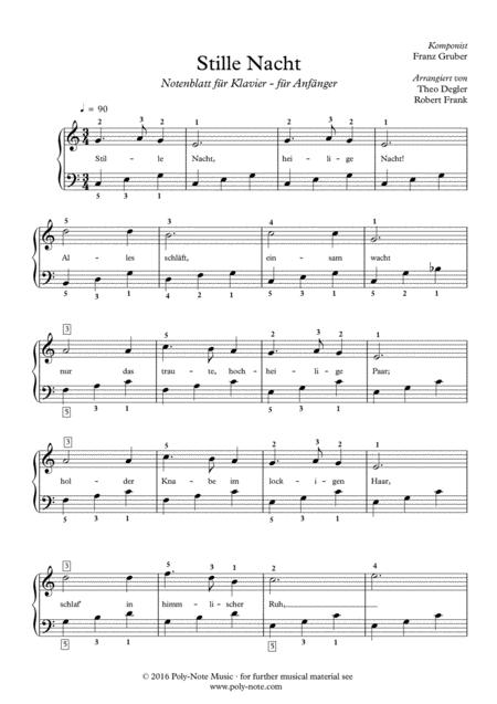 Free Sheet Music Silent Night Stille Nacht Easy Piano