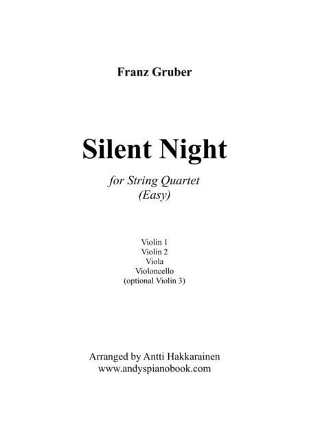 Silent Night String Quartet Easy Sheet Music