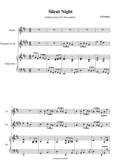 Free Sheet Music Silent Night Trio