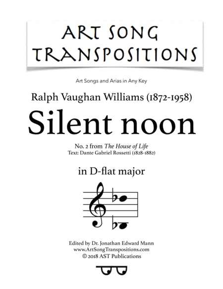 Free Sheet Music Silent Noon D Flat Major