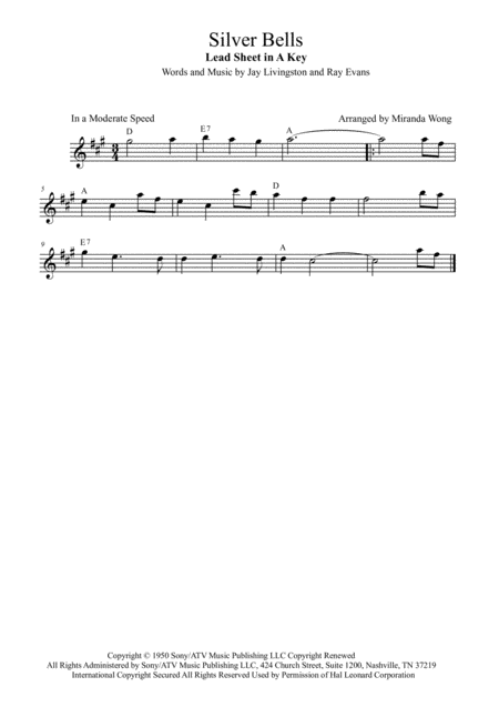 Silver Bells Alto Saxophone Solo Sheet Music