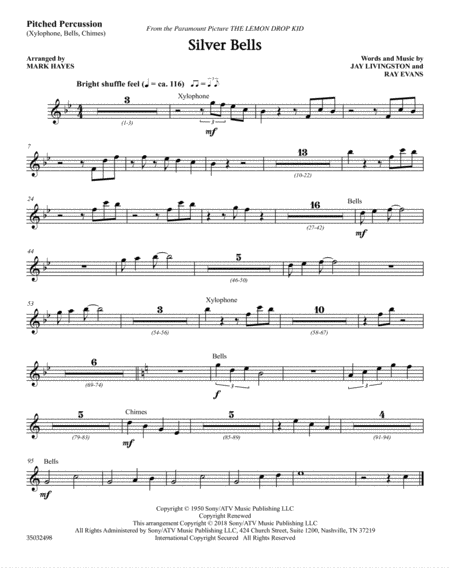 Free Sheet Music Silver Bells Arr Mark Hayes Pitched Percussion