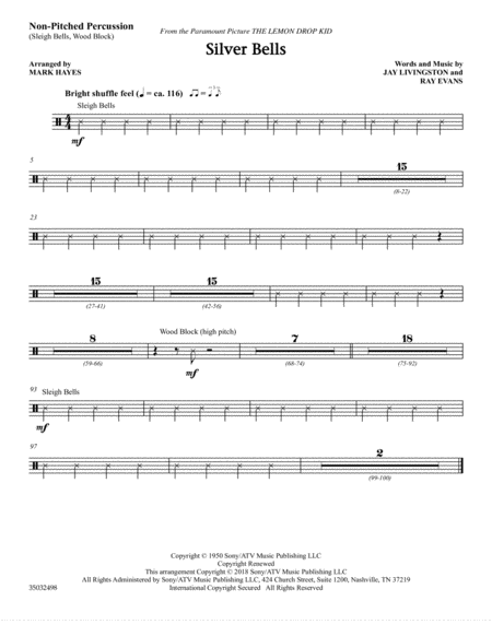 Free Sheet Music Silver Bells Arr Mark Hayes Un Pitched Percussion