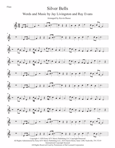 Free Sheet Music Silver Bells Easy Key Of C Flute