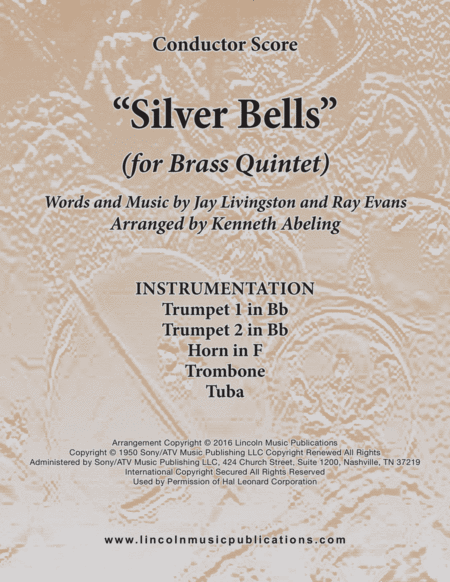 Silver Bells For Brass Quintet Sheet Music