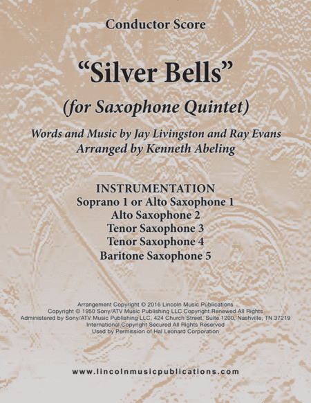 Silver Bells For Saxophone Quintet Sattb Or Aattb Sheet Music