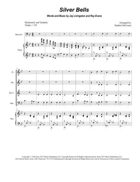 Silver Bells For Woodwind Quartet Sheet Music