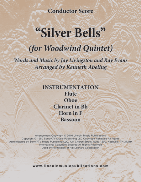 Silver Bells For Woodwind Quintet Sheet Music