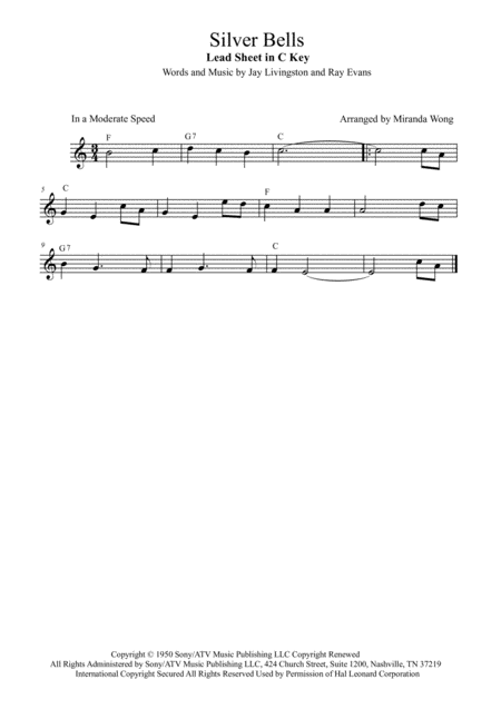 Free Sheet Music Silver Bells Lead Sheet In 3 Keys With Chords