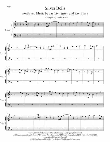 Free Sheet Music Silver Bells Piano