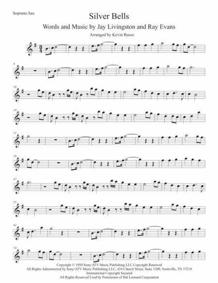 Free Sheet Music Silver Bells Soprano Sax