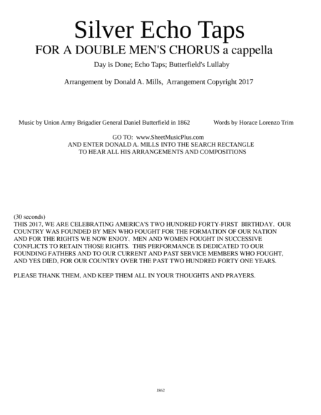 Silver Echo Taps For Double Mens Chorus Sheet Music