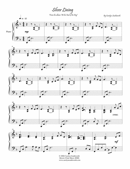 Free Sheet Music Silver Lining