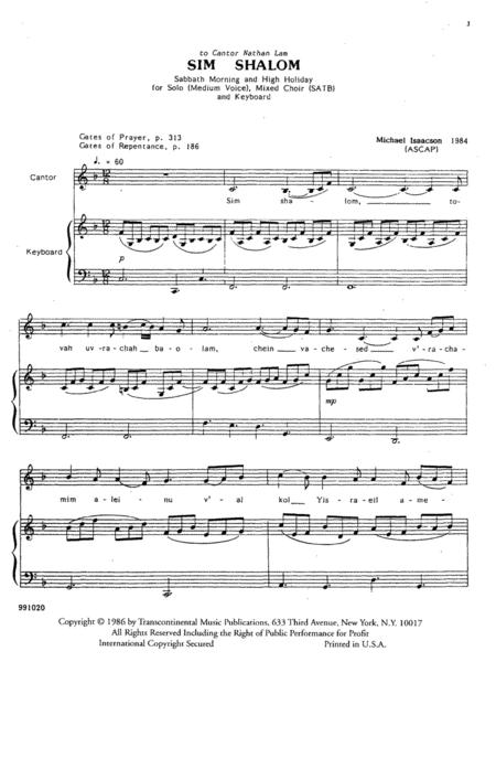 Sim Shalom Grant Us Peace Sheet Music