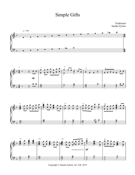 Simple Gifts 3 Octave Handbells Sheet Music