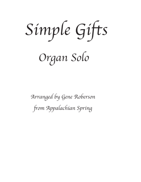 Simple Gifts Advanced Organ Solo Sheet Music