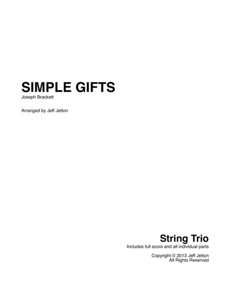 Simple Gifts For String Trio Sheet Music