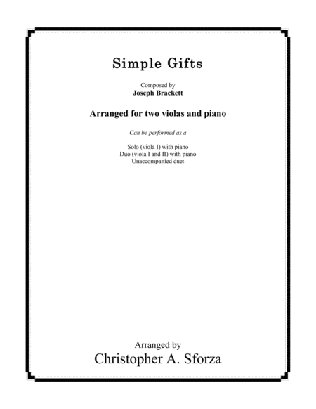 Simple Gifts For Two Violas And Piano Sheet Music