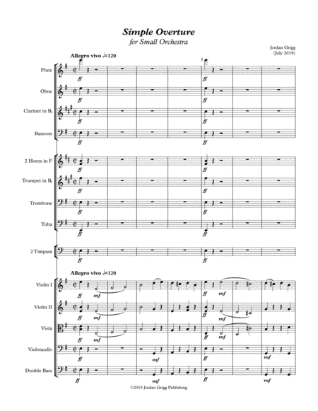 Free Sheet Music Simple Overture For Small Orchestra