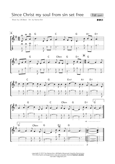 Since Christ My Soul From Sin Set Free Hymn Ukulele Ensemble Sheet Music