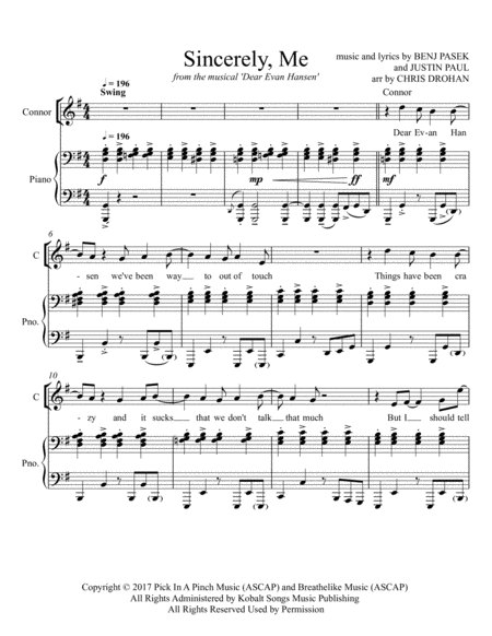 Sincerely Me From Dear Evan Hansen Sheet Music