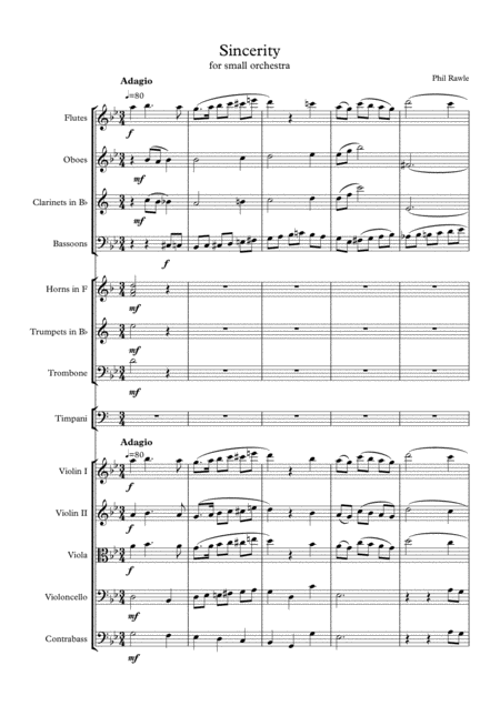 Free Sheet Music Sincerity A Work For Small Orchestra