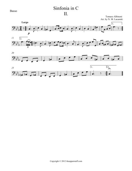 Sinfonia In C Movement Ii Sheet Music