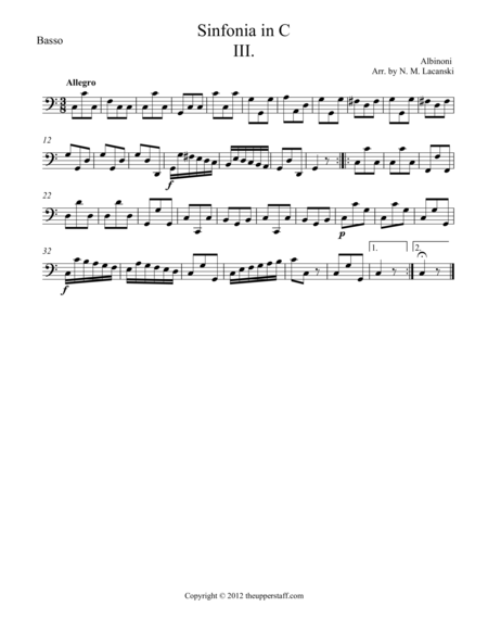 Free Sheet Music Sinfonia In C Movement Iii