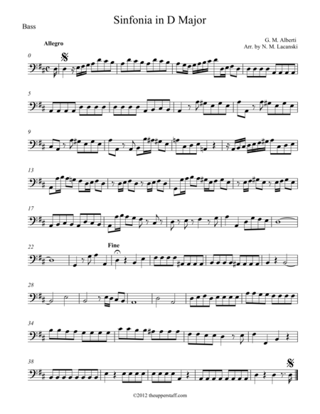 Sinfonia In D Major Sheet Music