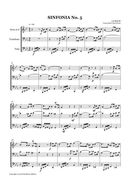 Free Sheet Music Sinfonia No 5