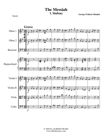 Sinfony From The Messiah For Chamber Orchestra Sheet Music