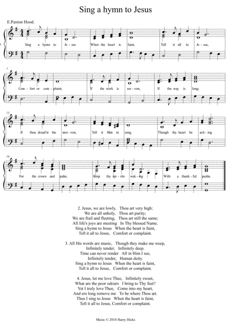 Sing A Hymn To Jesus A New Tune To A Wonderful Old Hymn Sheet Music