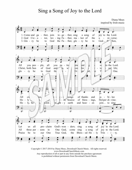 Free Sheet Music Sing A Song Of Joy To The Lord