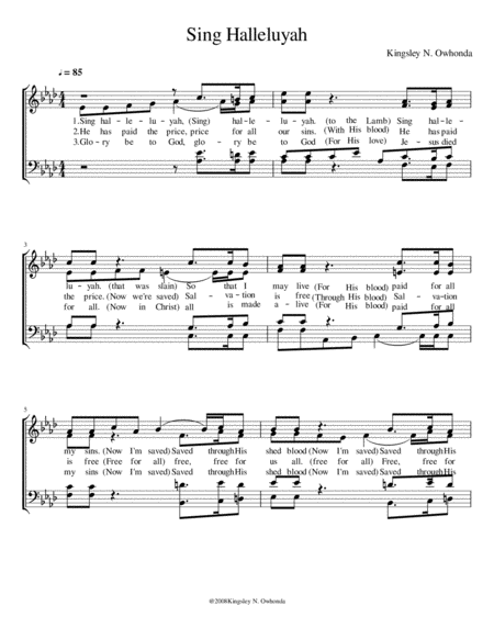 Free Sheet Music Sing Halleluyah