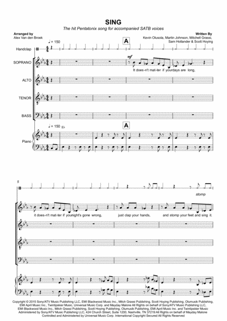 Sing Satb With Piano Accompaniment Sheet Music