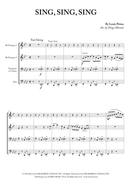 Sing Sing Sing For Brass Quartet Sheet Music