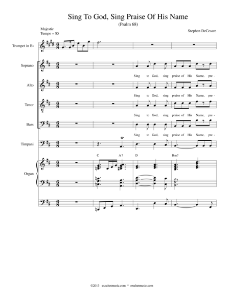 Free Sheet Music Sing To God Sing Praise Of His Name