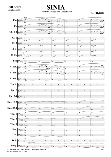 Free Sheet Music Sinia For Concert Band And Solo Trumpet