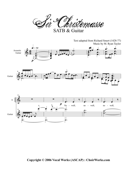 Sir Christemasse A Song Of Father Christmas Satb With Acoustic Guitar Sheet Music