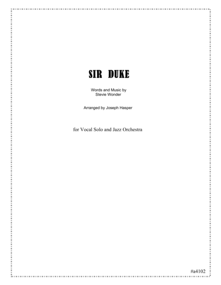 Sir Duke Vocal And Jazz Orchestra Sheet Music