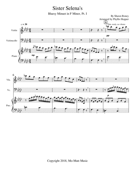 Sister Selenas Bluesy Minuet In F Minor Pt I Score And Parts Sheet Music