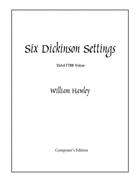 Free Sheet Music Six Dickinson Settings