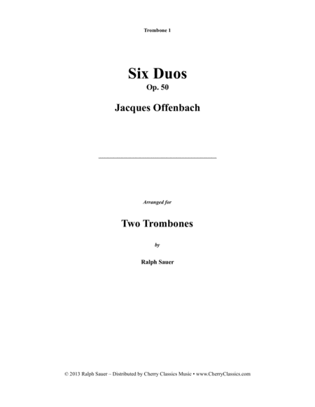 Six Duos Opus 50 For Trombones Sheet Music