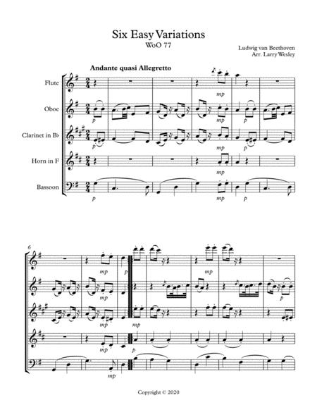 Six Easy Variations On An Original Theme Sheet Music