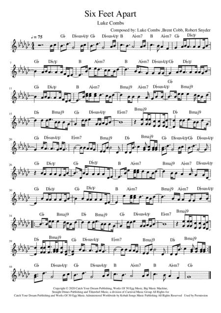Six Feet Apart Luke Combs By For Violin Solo Sheet Music